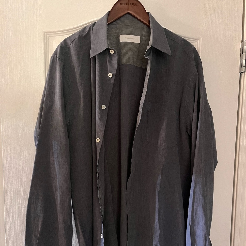 Designer Nicole Farhi mens dress shirt in grey in excellent condition